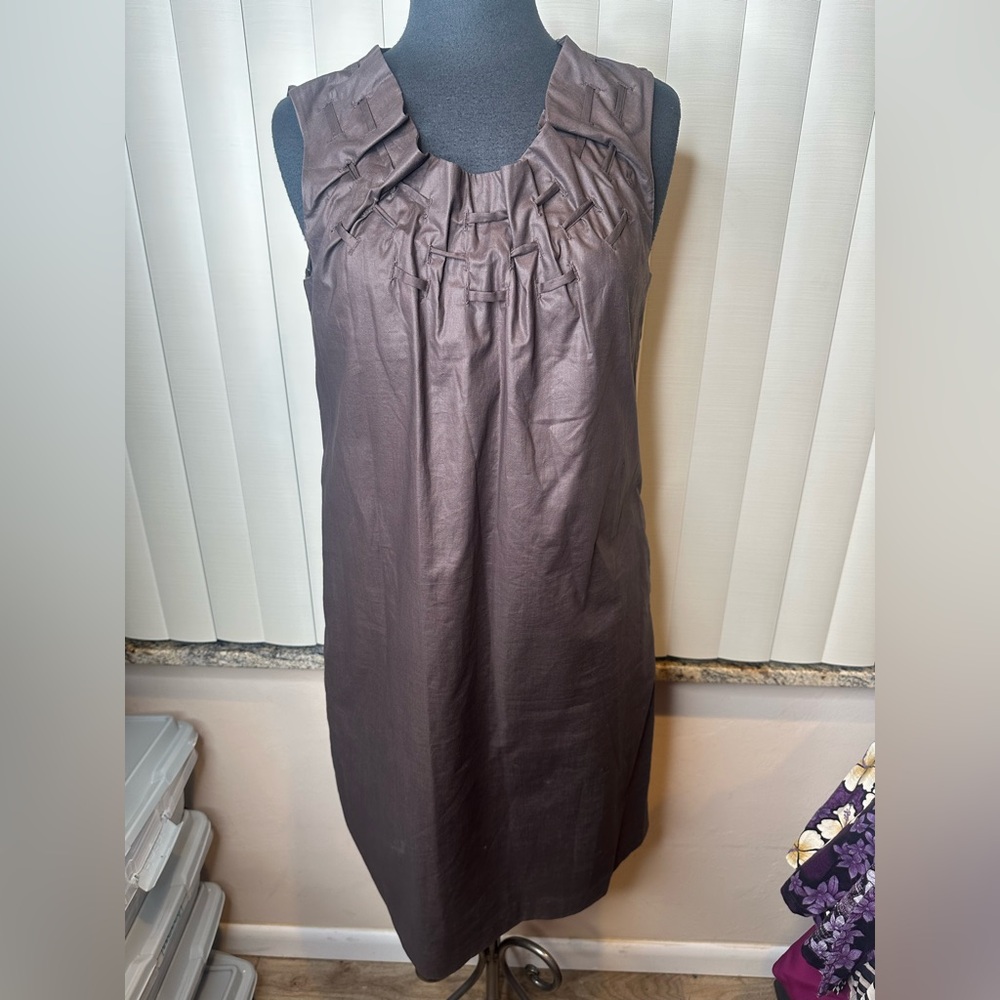 COLDWATER CREEK Brown Cotton Sleeveless Shift Dress 10